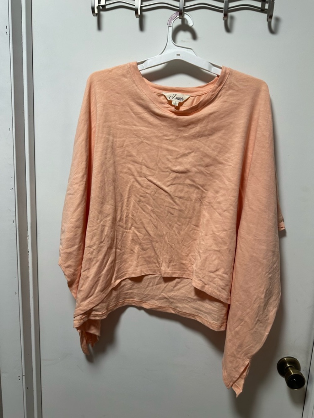 Inna Relaxed Boxy Crewneck Top in Peach